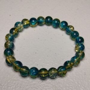 Elegant Blue and Gold Beaded Bracelet
